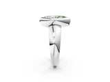 Silver Bezel Set Fancy Green Marquise  Solitaire Ring with Wide Band 3