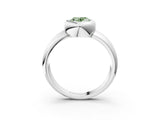 Silver Bezel Set Fancy Green Oval  Solitaire Ring with Wide Band 4