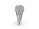 Silver Bezel Set Fancy Green Pear Cut Diamond Milgrain Band Ring_8