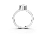Silver Bezel Set Fancy Green Pear Cut Solitaire Engagement Ring with Classic Band_9