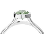 Silver Bezel Set Fancy Green Pear  Cut Solitaire Ring with Tapered Band 5