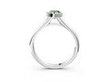 Silver Bezel Set Fancy Green Pear  Solitaire Diamond Ring with Smooth Band 3