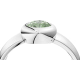 Silver Bezel Set Fancy Green Pear  Solitaire Ring with Wide Band 5