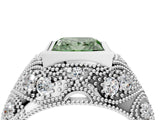 Silver Bezel Set Fancy Green Princess Cut Diamond Milgrain Band Ring_10
