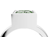 Silver Bezel Set Fancy Green Princess Cut Solitaire Engagement Ring with Classic Band_10