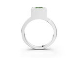 Silver Bezel Set Fancy Green Princess Cut Solitaire Engagement Ring with Classic Band_9
