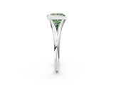 Silver Bezel Set Fancy Green Princess  Cut Solitaire Ring with Tapered Band 2