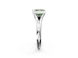 Silver Bezel Set Fancy Green Princess  Solitaire Diamond Ring with Smooth Band 2