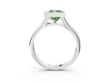 Silver Bezel Set Fancy Green Princess  Solitaire Diamond Ring with Smooth Band 3
