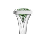 Silver Bezel Set Fancy Green Princess  Solitaire Diamond Ring with Smooth Band 5