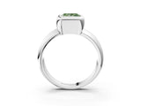 Silver Bezel Set Fancy Green Princess  Solitaire Ring with Wide Band 4