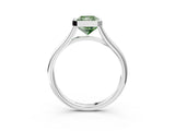 Silver Bezel Set Fancy Green Radiant  Cut Solitaire Ring with Tapered Band 4