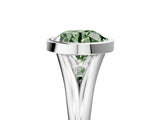 Silver Bezel Set Fancy Green Round  Cut Solitaire Ring with Tapered Band 5