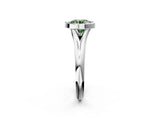 Silver Bezel Set Fancy Green Round  Solitaire Diamond Ring with Smooth Band 3