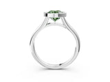 Silver Bezel Set Fancy Green Round  Solitaire Diamond Ring with Smooth Band 4