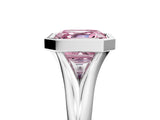 Silver Bezel Set Fancy Pink Asscher  Solitaire Diamond Ring with Smooth Band 5