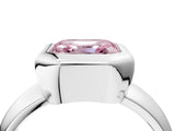 Silver Bezel Set Fancy Pink Asscher  Solitaire Ring with Wide Band 4