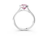 Silver Bezel Set Fancy Pink Cushion  Cut Solitaire Ring with Tapered Band 4