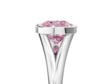 Silver Bezel Set Fancy Pink Cushion  Cut Solitaire Ring with Tapered Band