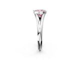 Silver Bezel Set Fancy Pink Cushion  Solitaire Diamond Ring with Smooth Band 3