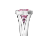 Silver Bezel Set Fancy Pink Cushion  Solitaire Diamond Ring with Smooth Band