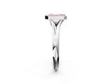 Silver Bezel Set Fancy Pink Emerald  Solitaire Diamond Ring with Smooth Band 3