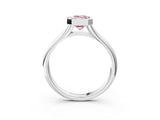 Silver Bezel Set Fancy Pink Emerald  Solitaire Diamond Ring with Smooth Band 4