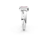 Silver Bezel Set Fancy Pink Emerald  Solitaire Ring with Wide Band 3
