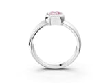 Silver Bezel Set Fancy Pink Emerald  Solitaire Ring with Wide Band 4