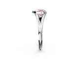 Silver Bezel Set Fancy Pink Heart  Cut Solitaire Ring with Tapered Band 2
