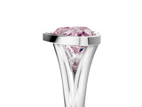 Silver Bezel Set Fancy Pink Heart  Cut Solitaire Ring with Tapered Band 5