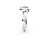 Silver Bezel Set Fancy Pink Heart  Solitaire Ring with Wide Band 2