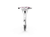 Silver Bezel Set Fancy Pink Marquise  Cut Solitaire Ring with Tapered Band 2
