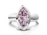 Silver Bezel Set Fancy Pink Marquise  Solitaire Ring with Wide Band 1