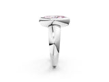 Silver Bezel Set Fancy Pink Marquise  Solitaire Ring with Wide Band 3