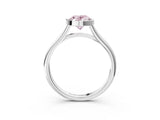 Silver Bezel Set Fancy Pink Oval  Cut Solitaire Ring with Tapered Band 3