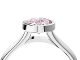 Silver Bezel Set Fancy Pink Oval  Solitaire Diamond Ring with Smooth Band 5
