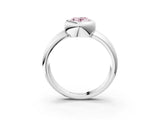 Silver Bezel Set Fancy Pink Oval  Solitaire Ring with Wide Band 3