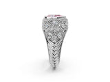 Silver Bezel Set Fancy Pink Pear Cut Diamond Milgrain Band Ring_8