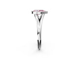 Silver Bezel Set Fancy Pink Pear  Cut Solitaire Ring with Tapered Band 2