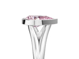 Silver Bezel Set Fancy Pink Pear  Cut Solitaire Ring with Tapered Band 5