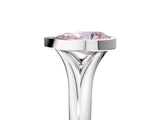 Silver Bezel Set Fancy Pink Pear  Solitaire Diamond Ring with Smooth Band 1