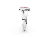 Silver Bezel Set Fancy Pink Pear  Solitaire Ring with Wide Band 3