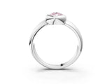 Silver Bezel Set Fancy Pink Pear  Solitaire Ring with Wide Band 4