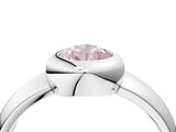 Silver Bezel Set Fancy Pink Pear  Solitaire Ring with Wide Band 5