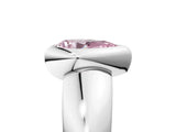 Silver Bezel Set Fancy Pink Pear  Solitaire Ring with Wide Band