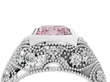 Silver Bezel Set Fancy Pink Princess Cut Diamond Milgrain Band Ring_10
