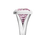 Silver Bezel Set Fancy Pink Princess  Cut Solitaire Ring with Tapered Band 5
