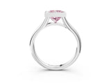 Silver Bezel Set Fancy Pink Princess  Solitaire Diamond Ring with Smooth Band 4