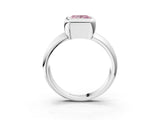 Silver Bezel Set Fancy Pink Princess  Solitaire Ring with Wide Band 3